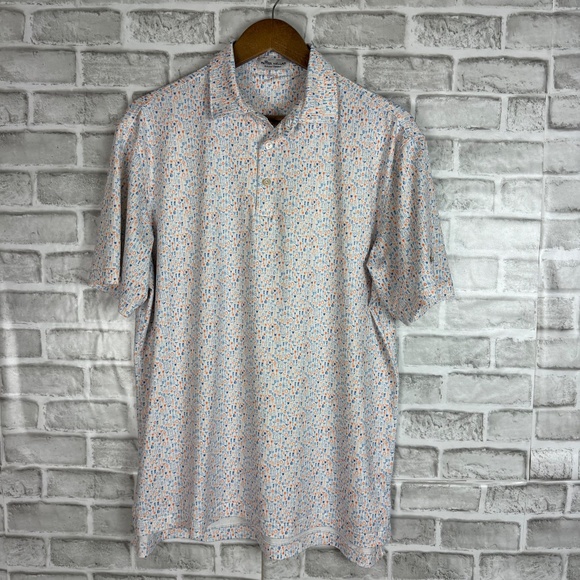 Peter Millar Summer Comfort Cocktail AOP Performance Golf Polo Men XL Stock Farm - Picture 3 of 8